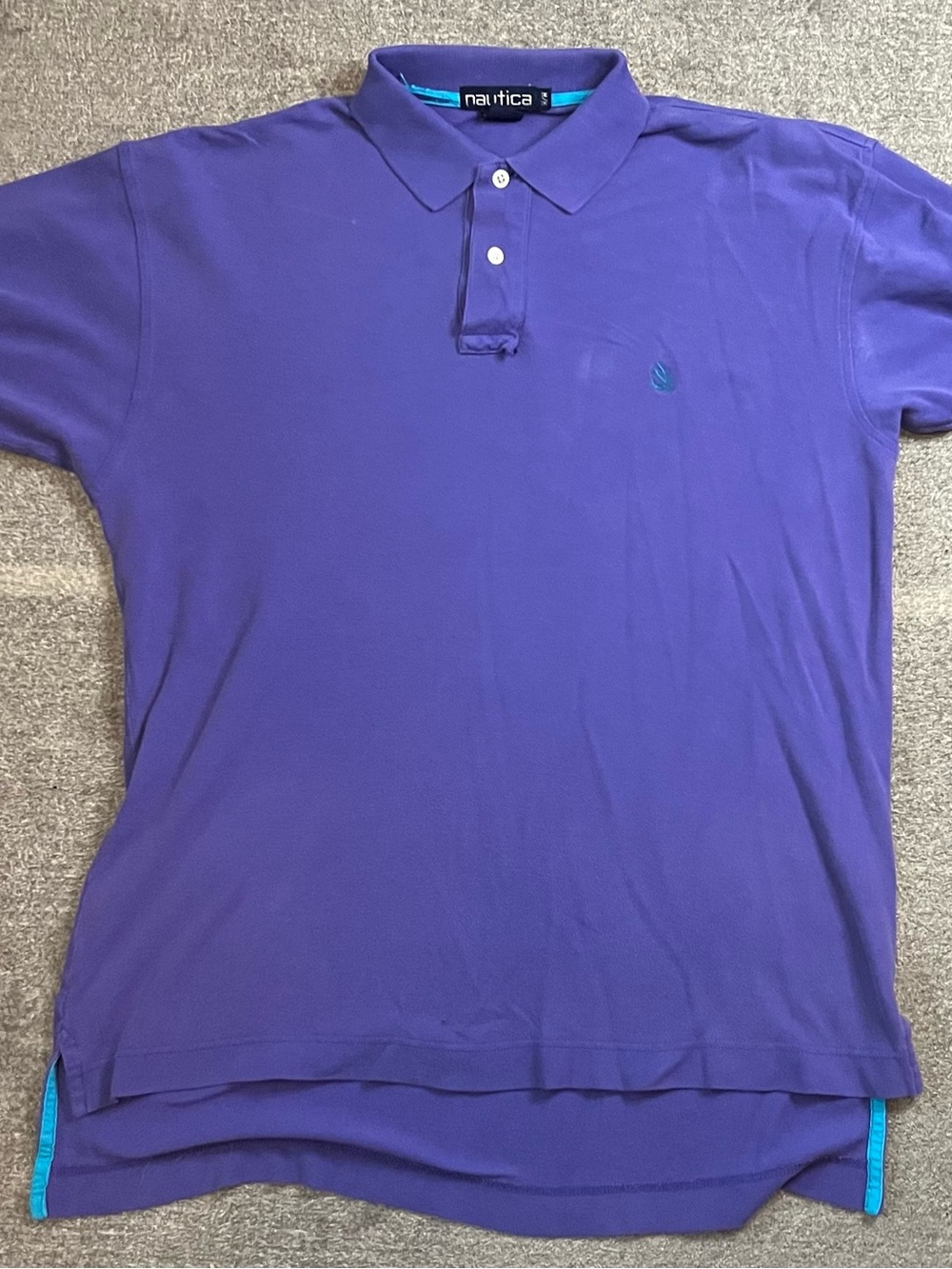 Nautica Men’s Purple Polo with Turquoise Logo Accent Golf Preppy MinimalistC1-51